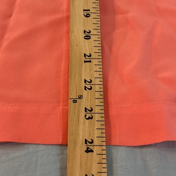 BCBGMaxAzria Coral Orange Silk Keyhole Long Sleeve Blouse Large - Picture 5 of 9